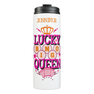 Lucky Bingo Queen /editable name Thermal Tumbler