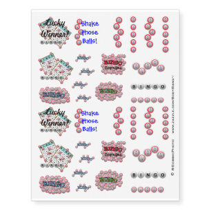 Lucky Bingo Winner Theme Party Pack Temporary Tattoos