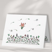 Lucky Bird in Wildflowers Blank