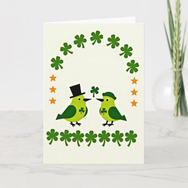 Lucky Birds Shamrock Card (Front)