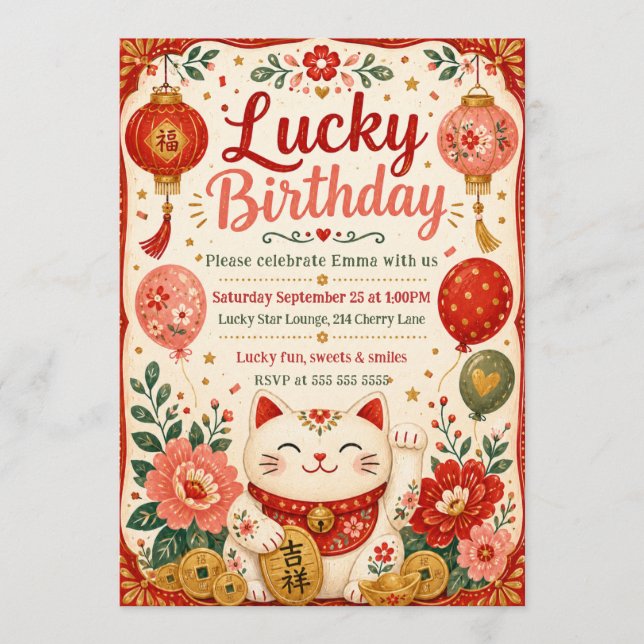 Lucky Birthday Celebration Invitation (Front)