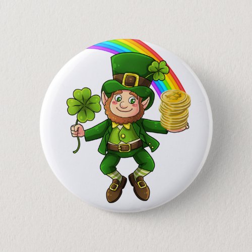 Lucky Bitcoin Rainbow Leprechaun Button