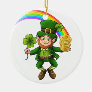 Lucky Bitcoin Rainbow Leprechaun Ceramic Ornament