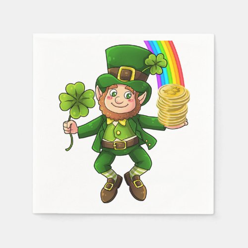 Lucky Bitcoin Rainbow Leprechaun Paper Napkins