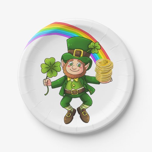 Lucky Bitcoin Rainbow Leprechaun Paper Plates