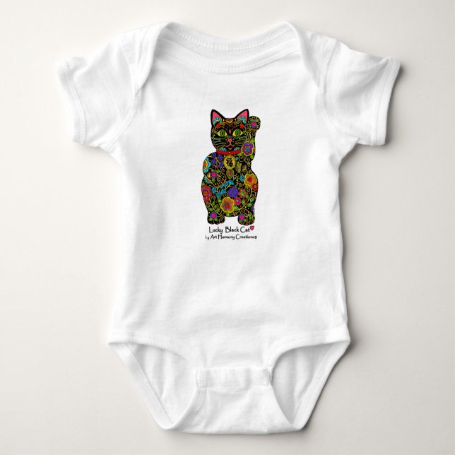 Lucky Black Cat Baby Bodysuit (Front)