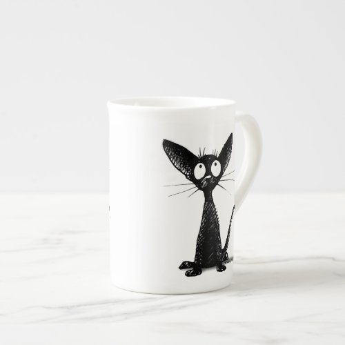 Lucky Black Cat Bone China Mug