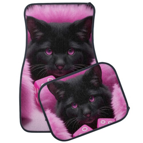 Lucky Black Cat_ Car Mats Full Set set of 4