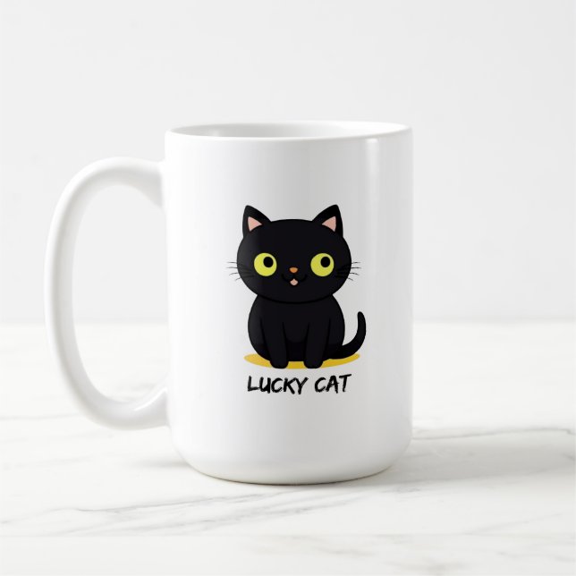 Lucky Black Cat Coffee Mug (Left)
