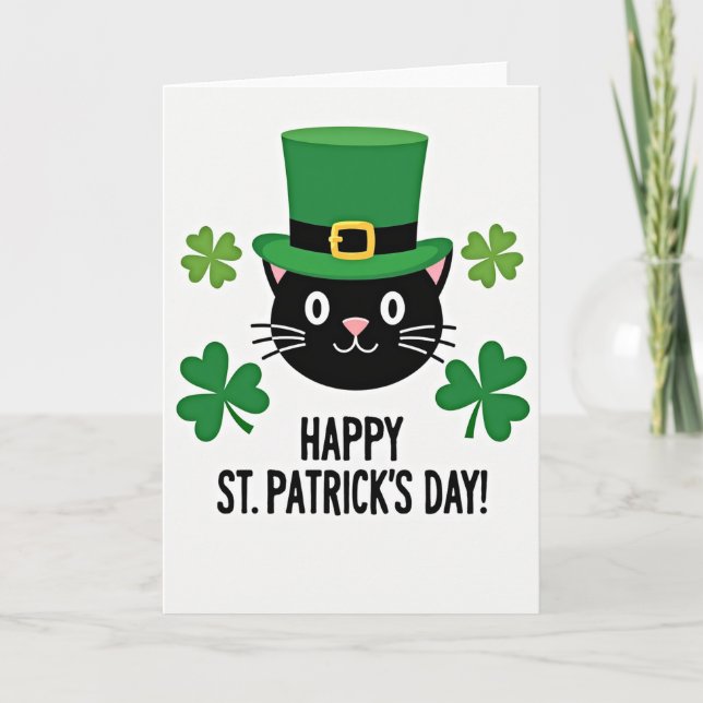 Lucky Black Cat Happy Day Card (Front)