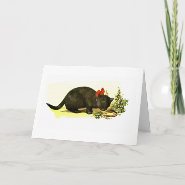 Lucky black cat holiday card (Front)