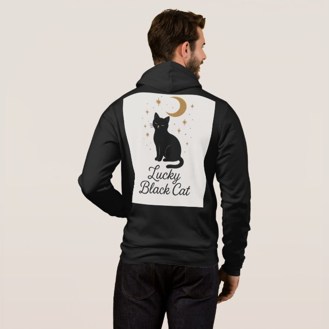 Lucky Black Cat Hoodie | Mystical Moon & Stars Des (Back Full)