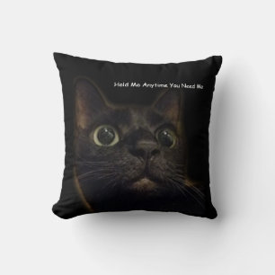Lucky Black Cat Hug Throw Pillow