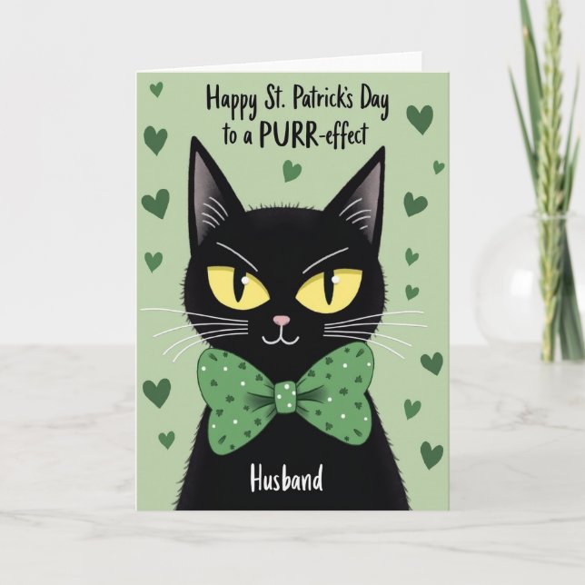 Lucky Black Cat Husband Card (Front)