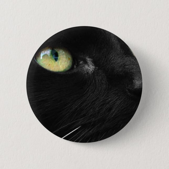 Lucky Black Cat Pinback Button (Front)