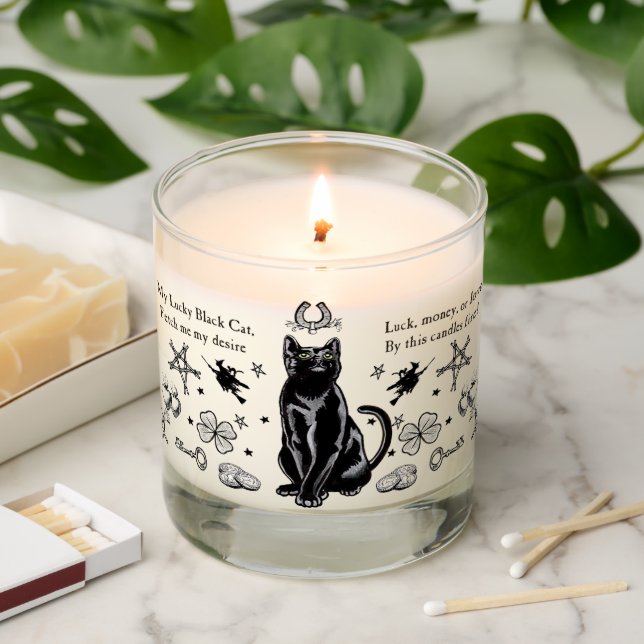 Lucky Black Cat Spell Soy Wax Jar Candle (Lit)