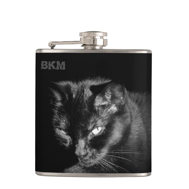 Lucky Black Cat Wants a Nip Hip Flask (Front)