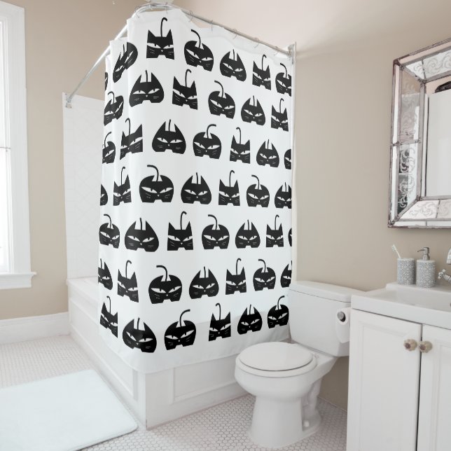 Lucky Black Cats Amigos Shower Curtain (In Situ)
