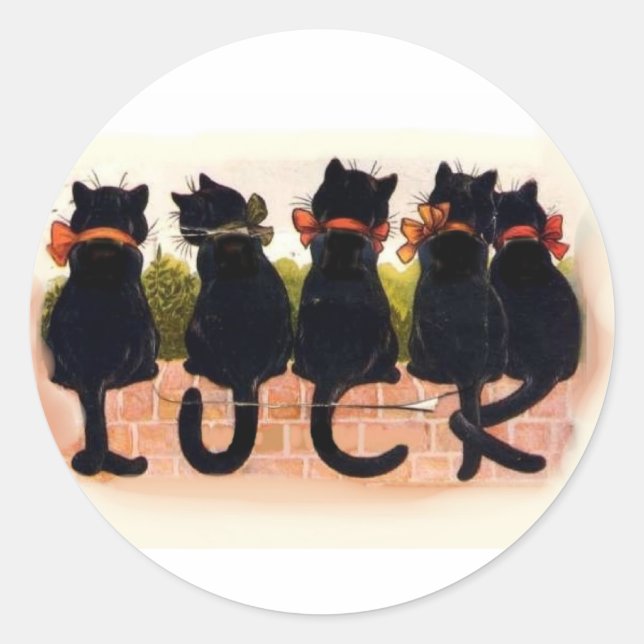 Lucky Black Cats Classic Round Sticker (Front)
