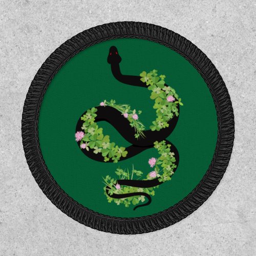 Lucky Black Serpent in Clover All Snakes Day Patch