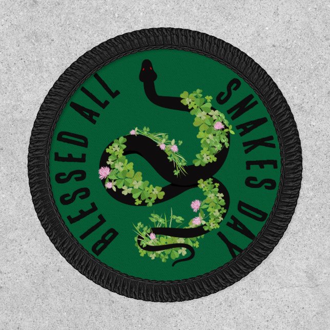 Lucky Black Serpent in Clover All Snakes Day Patch (Front)
