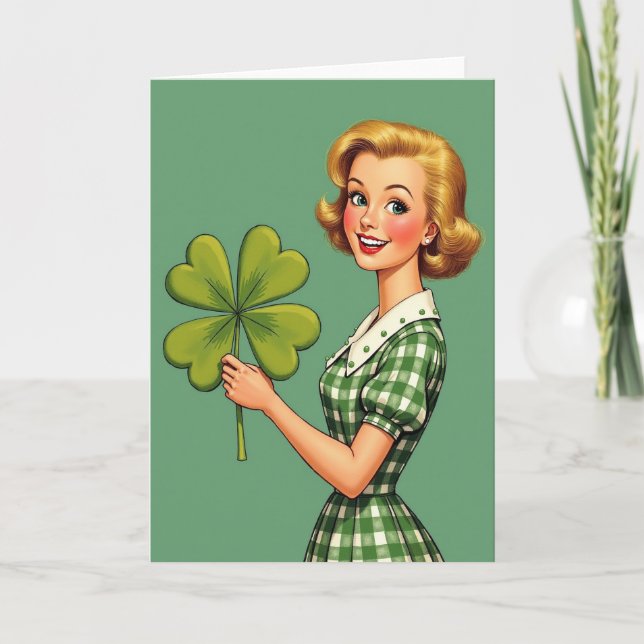 Lucky Blonde Retro Pop Art Card (Front)