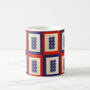Lucky Blue Eight Wheel Mahjong Tile Coffee Mug
