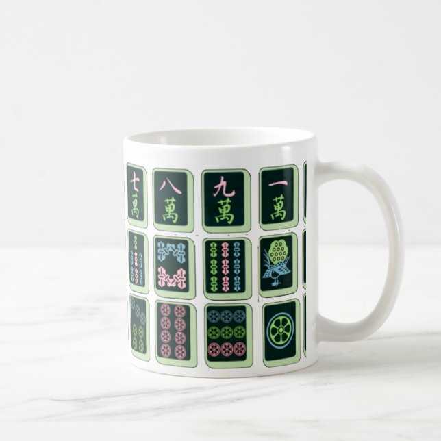 Lucky Blue Eight Wheel Mahjong Tile Coffee Mug (Right)