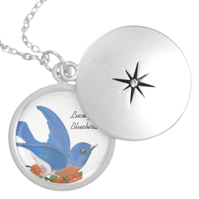 Lucky Bluebird Coral Flower Necklace (Front)