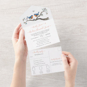 Lucky Bluebirds Secret Forest Garden Wedding All In One Invitation