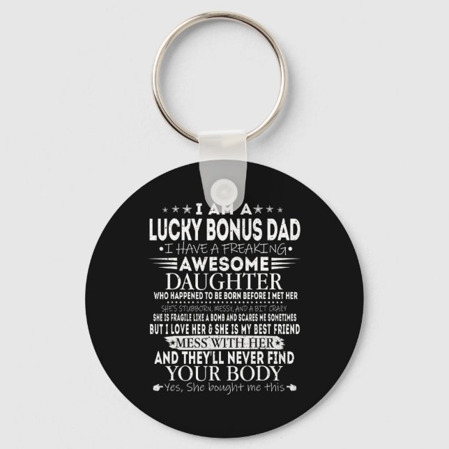 Lucky Bonus Dad Tee From Awesome Daughter Father's Keychain (Front)