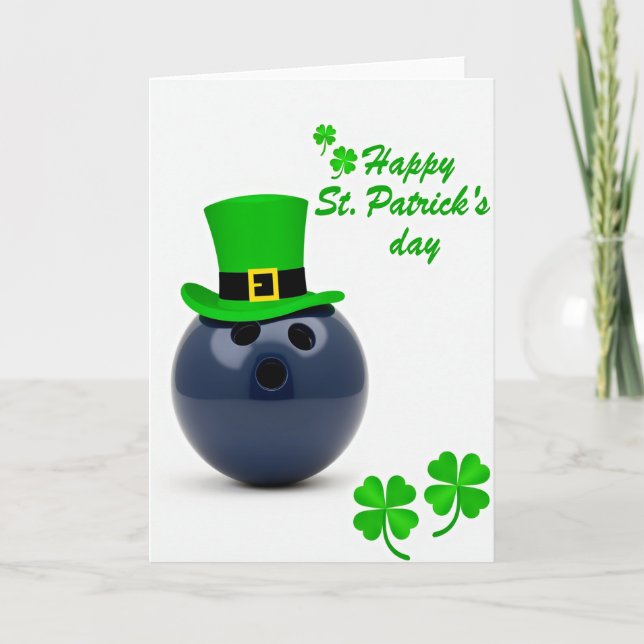 Lucky Bowling Ball St Patricks Day Card (Front)