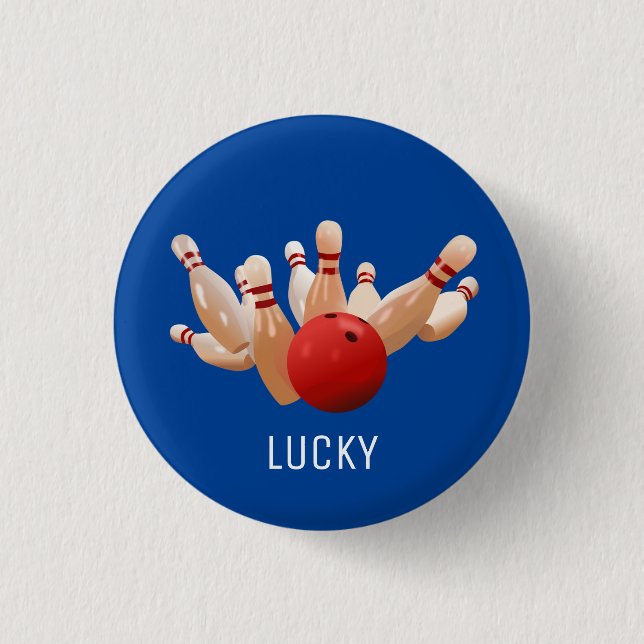Lucky bowling on blue button (Front)