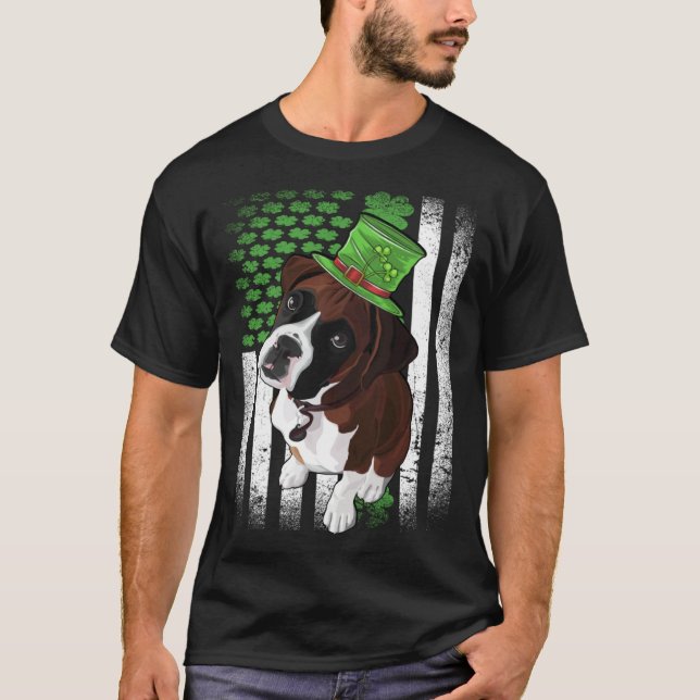 Lucky Boxer Dog St Patrick s Day T-Shirt (Front)