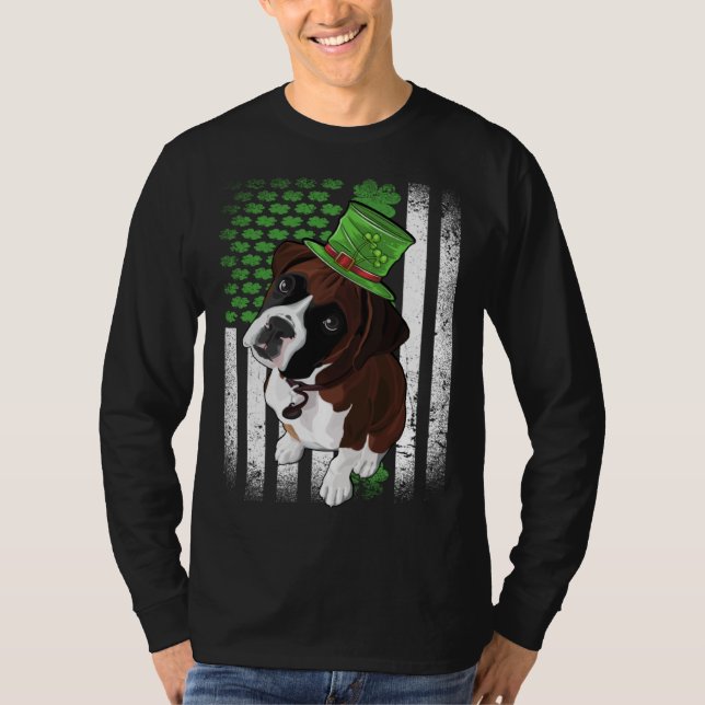 Lucky Boxer Dog St Patrick s Day T-Shirt (Front)