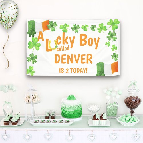 Lucky Boy Irish Shamrock Birthday Party Banner
