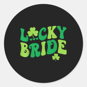Lucky Bride Groom Couples Matching Wedding St Patr Classic Round Sticker