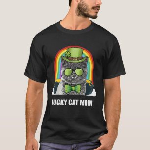 Lucky British Shorthair Cat Mom St Patricks Day T-Shirt