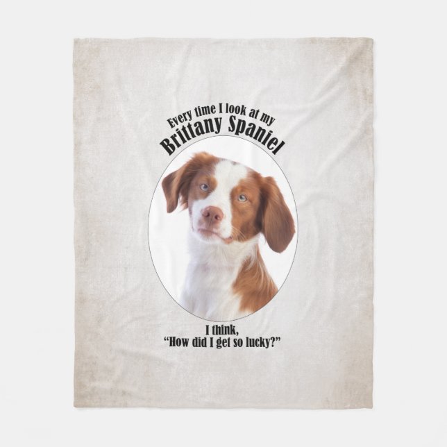 Lucky Brittany Spaniel Fleece Blanket (Front)