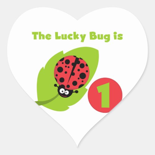 Lucky  Bug 1st Birthday T_shirts and Gifts Heart Sticker