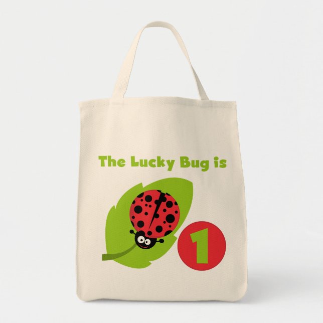 Lucky  Bug 1st Birthday T-shirts and Gifts Tote Bag (Front)