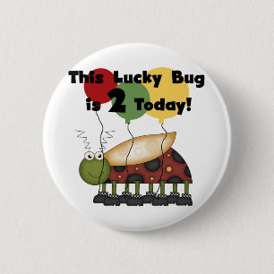 Lucky Bug 2nd Birthday T-shirts and Gifts Button