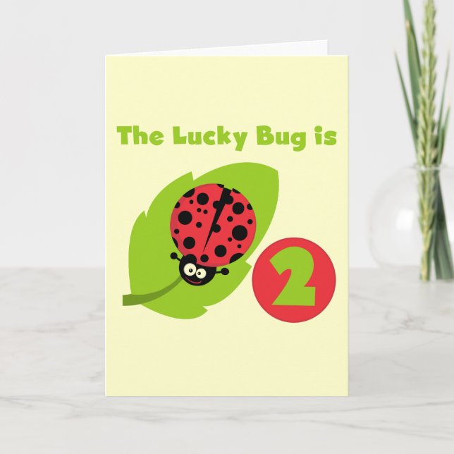 Lucky Bug 2nd Birthday T-shirts and Gifts Card (Front)