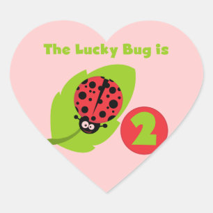 Lucky Bug 2nd Birthday T-shirts and Gifts Heart Sticker