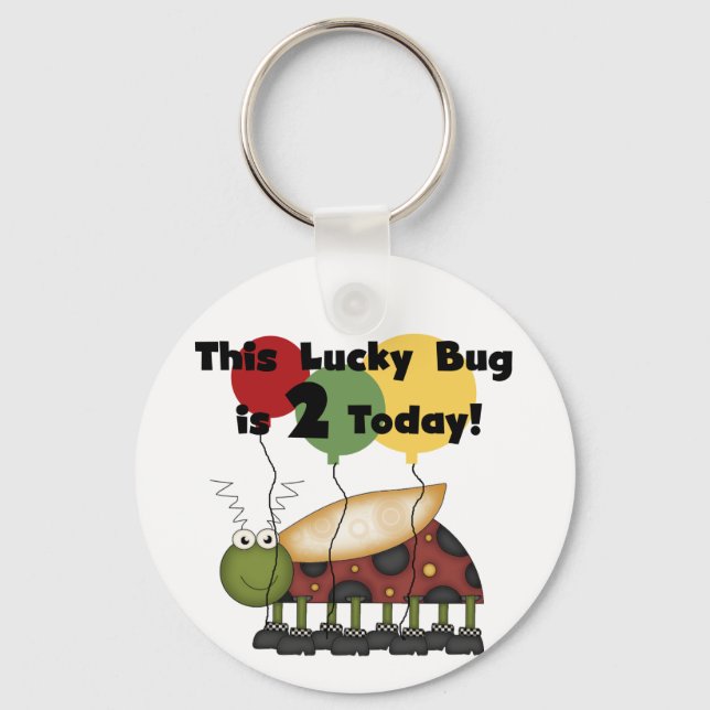Lucky Bug 2nd Birthday T-shirts and Gifts Keychain (Front)