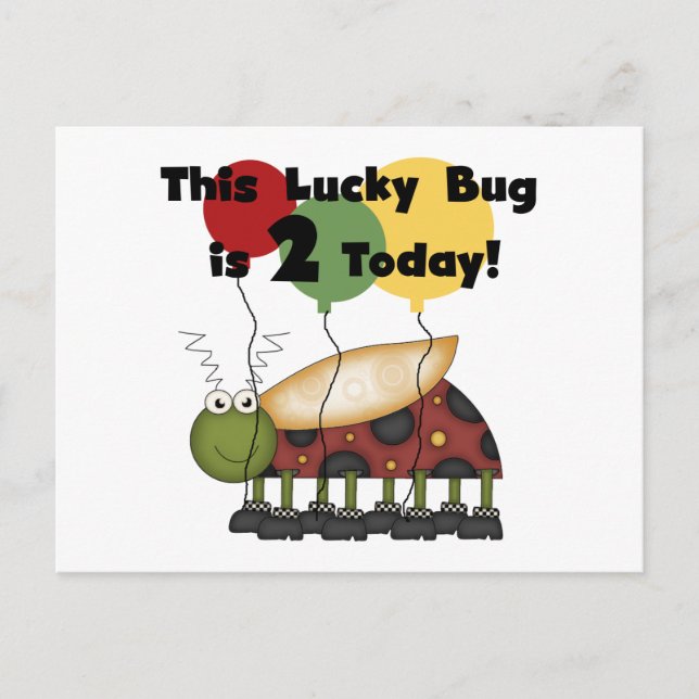 Lucky Bug 2nd Birthday T-shirts and Gifts Postcard (Front)