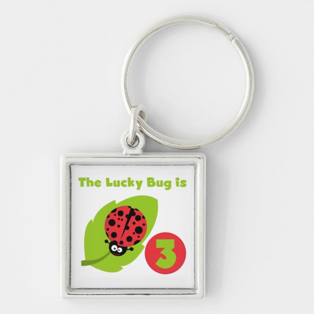 Lucky Bug 3rd Birthday T shirts and Gifts Keychain (Front)