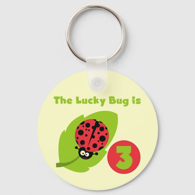 Lucky Bug 3rd Birthday T shirts and Gifts Keychain (Front)