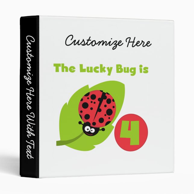 Lucky Bug 4th Birthday T-shirts and Gifts Binder (Front/Spine)