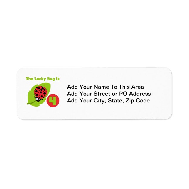 Lucky Bug 4th Birthday T-shirts and Gifts Label (Front)